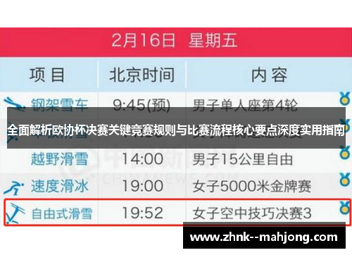 全面解析欧协杯决赛关键竞赛规则与比赛流程核心要点深度实用指南